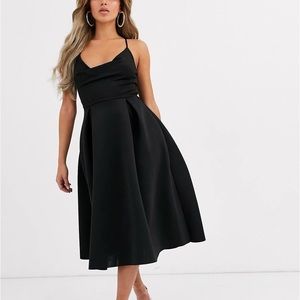 ASOS DESIGN Cowl Neck Cami Midi Prom Dress Size 8 Black